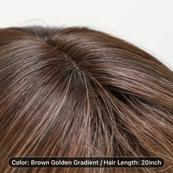 22” Elegant & Realistic Women's Brown to Blonde Synthetic Straight Wig - Picture 5 of 7